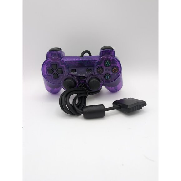 Purple Clear Wired Game Controller for PS2 - Picture 1 of 3
